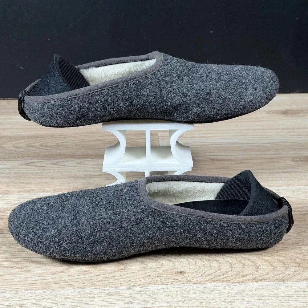 Mahabis Shoes Mens Size 8 Gray Classic Wool Mule Lined Slip On Loafers Portugal